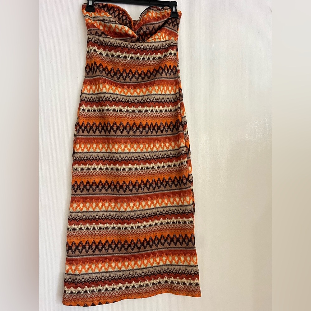 Shein Multicolor Patterned Maxi Strapless Dress - image 1